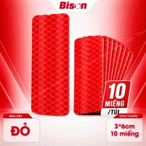 Băng Keo Phản Quang Đỏ Bison Combo 10 Miếng 3x6cm BSRFRD0306P10