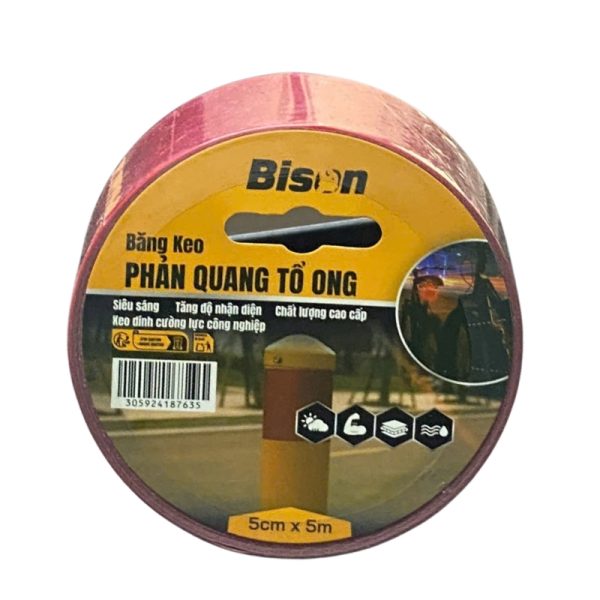 Băng Keo Phản Quang Đỏ Bison 5cm x 5m BSRFRD0505