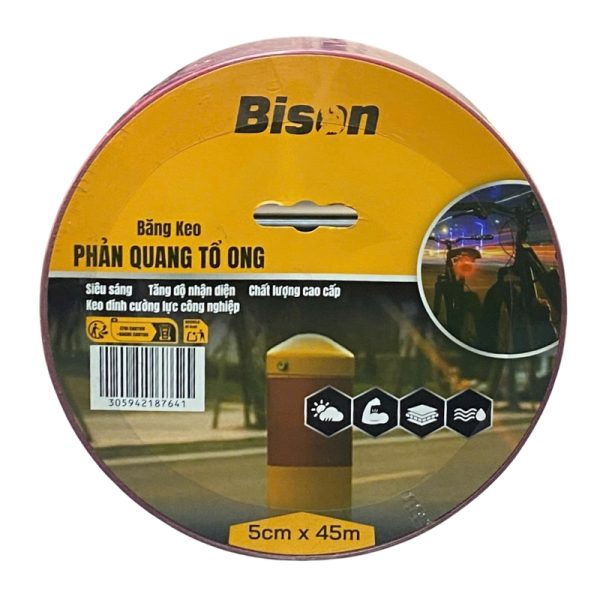 Băng Keo Phản Quang Đỏ Bison 5cm x 45m BSRFRD0545