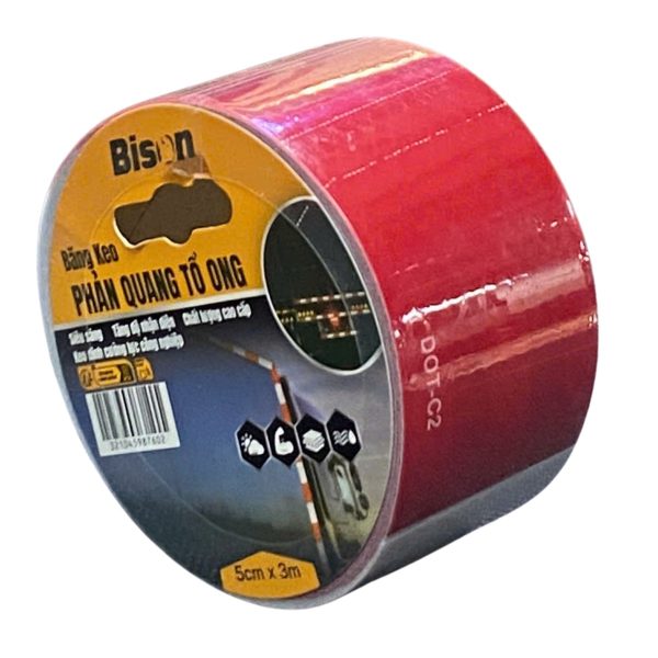 Cuộn băng keo phản quang sọc trắng đỏ 5cm x 3m BSRFRW0503