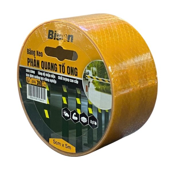 Băng Keo Phản Quang Vàng Bison 5cm x 45m BSRFYE0545