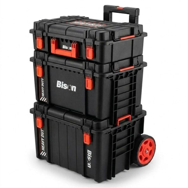 Thùng đồ nghề size XL (có bánh xe) tay kéo Bison BS911421-XL
