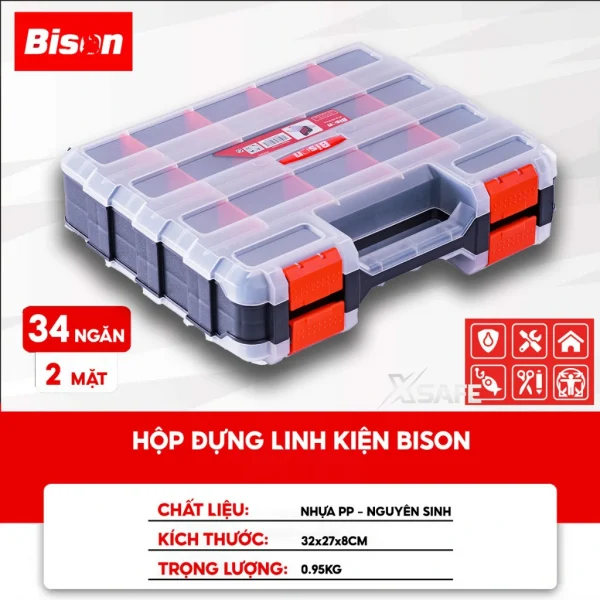Hộp Đựng Đồ Nghề 2 Mặt 34 Ngăn Bison BS322887