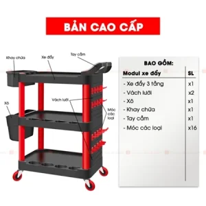 Xe Đẩy Dụng Cụ 3 Tầng Bison BS900VS5 - Bản Cao Cấp