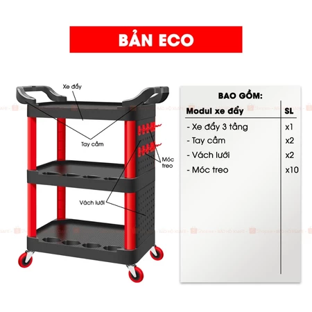 Xe Đẩy Dụng Cụ 3 Tầng Bison BS900VS5